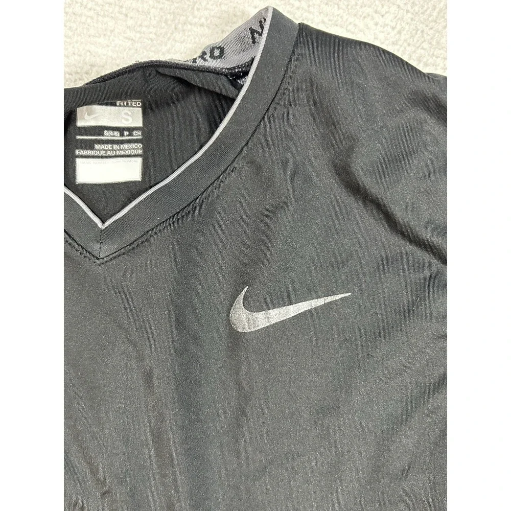 Nike Pro Fitted Top Womens V Neck Small‎ Black T Shirt Performance Active